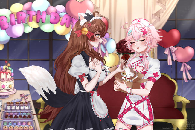 Commission | 2x Halfbody + Object + Complex Background